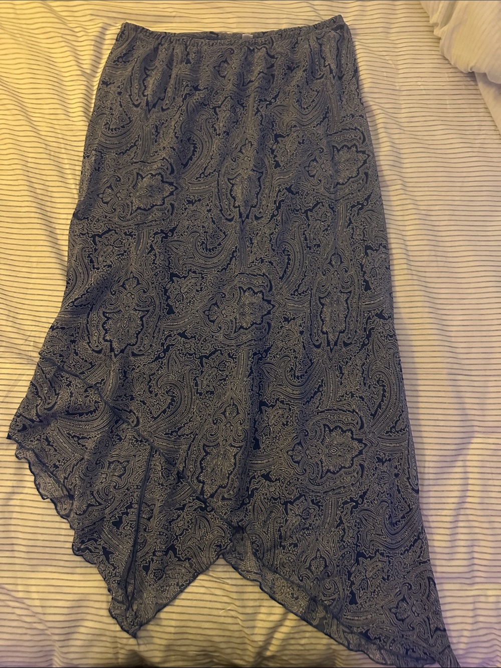 Women’s Navy Paisley Asymmetric Hem Skirt